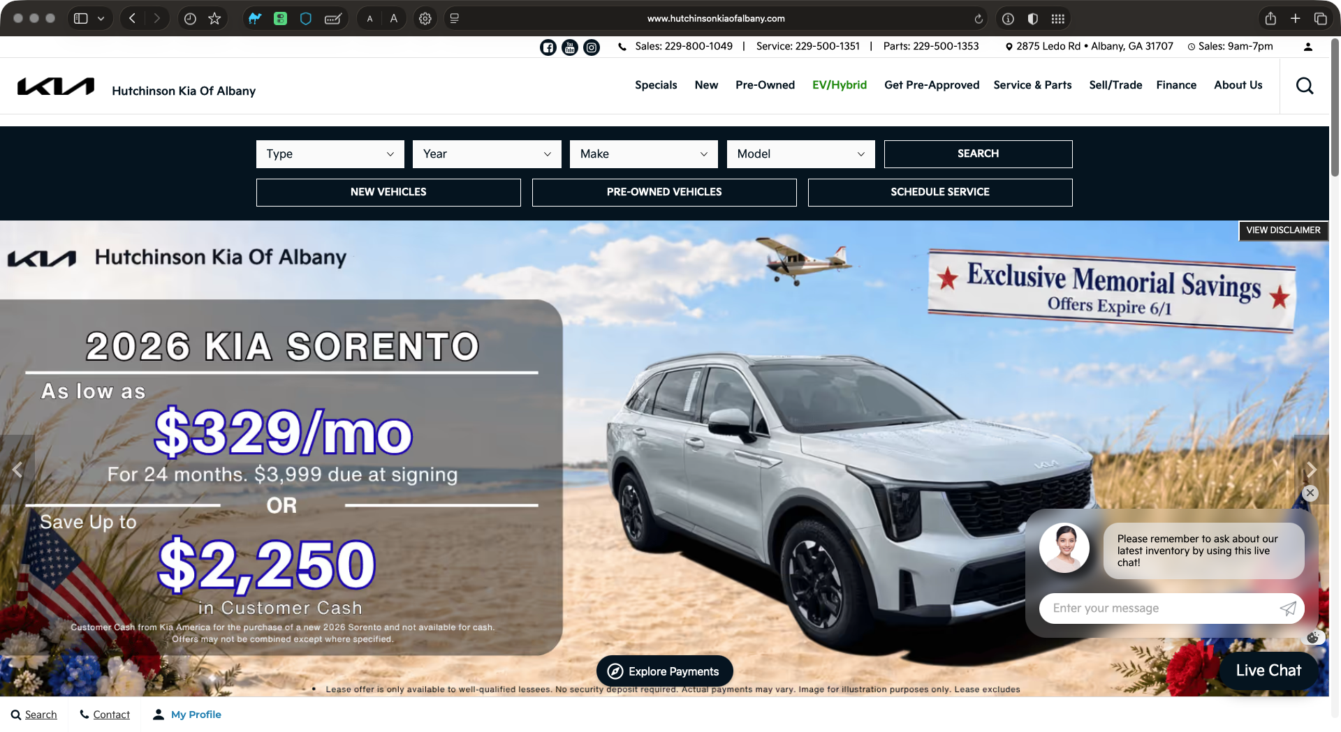 Hutchinson Kia of Albany Website Preview