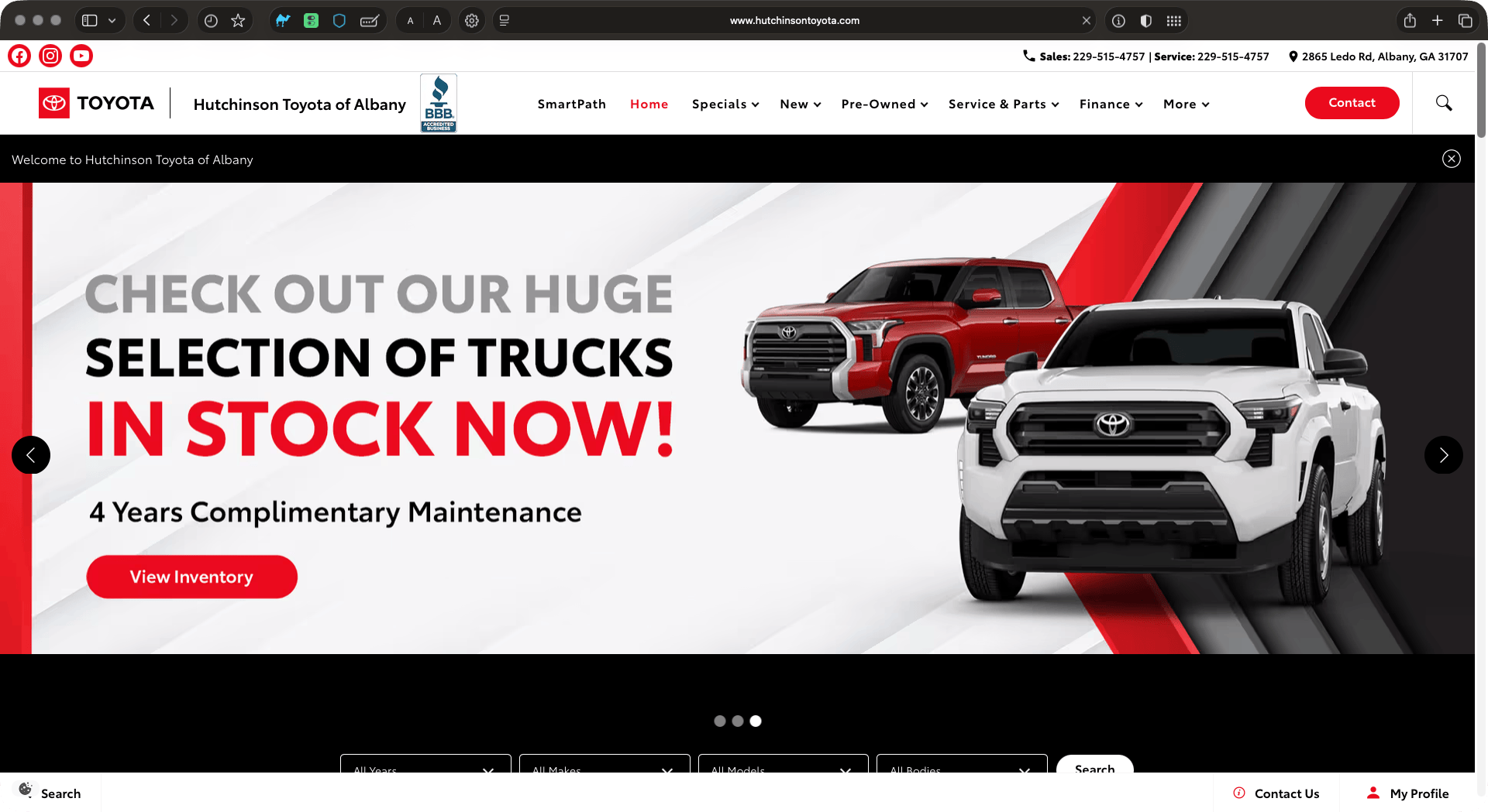 Hutchinson Toyota of Albany Website Preview